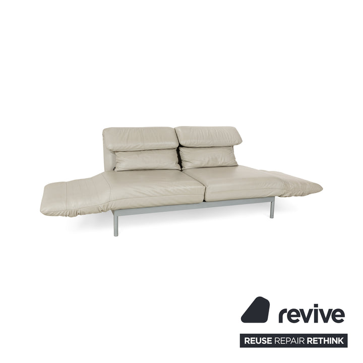 Rolf Benz Plura Leather Two-Seater Grey Manual Function Sofa Couch