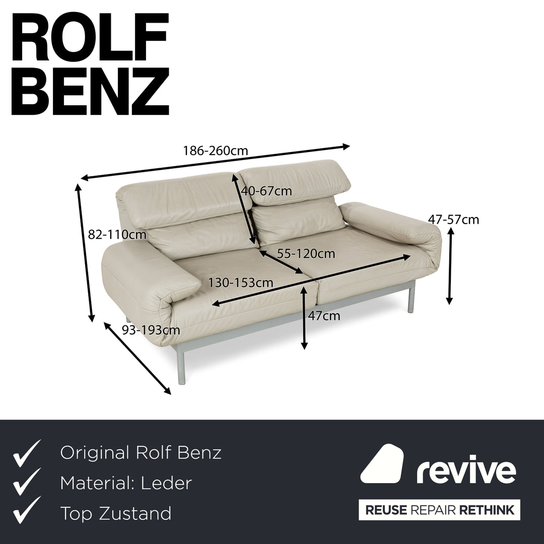 Rolf Benz Plura Leather Two-Seater Grey Manual Function Sofa Couch