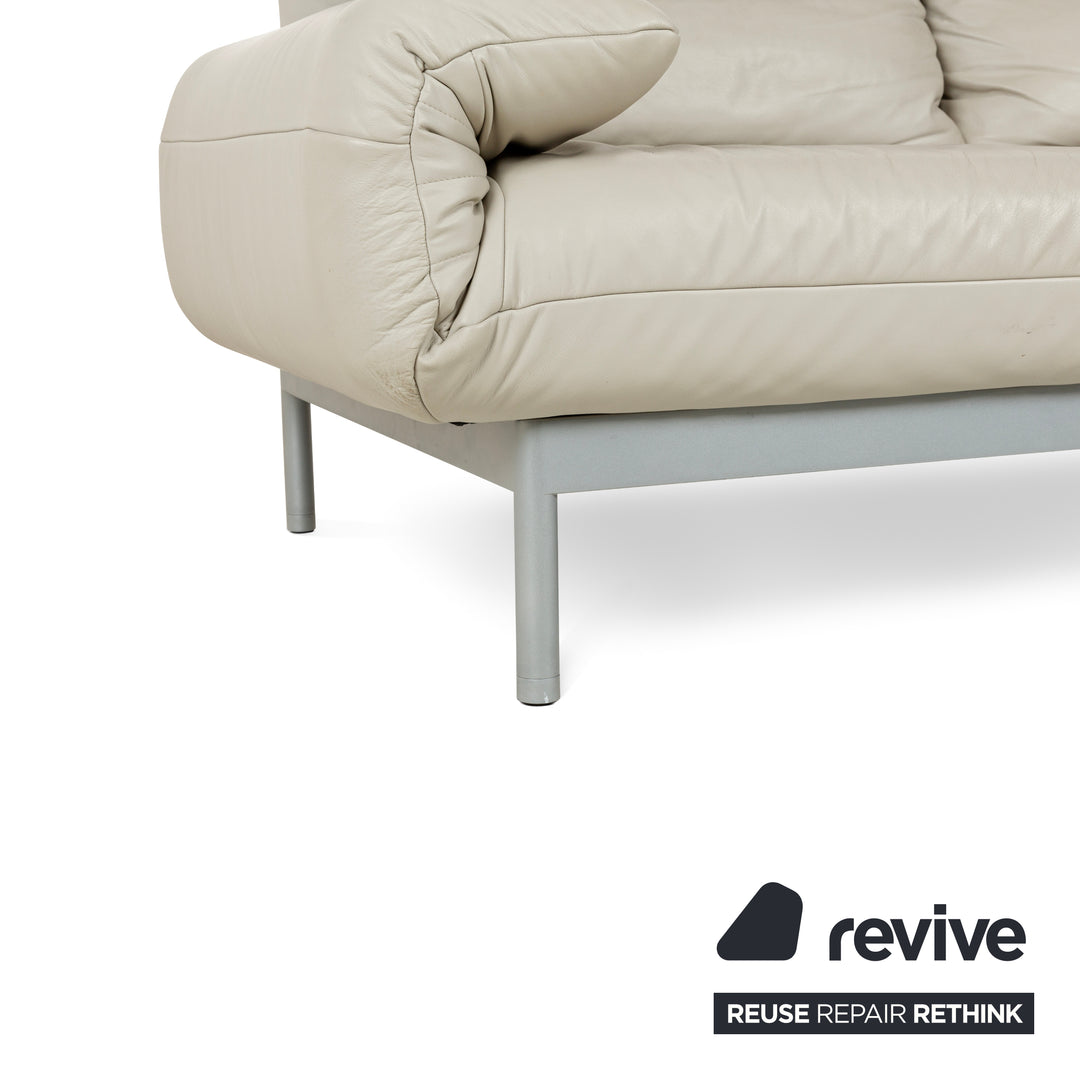 Rolf Benz Plura Leather Two-Seater Grey Manual Function Sofa Couch