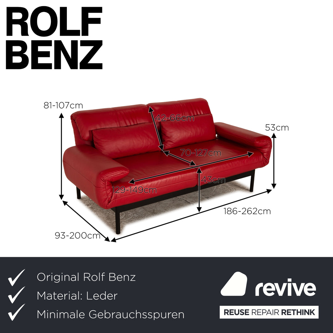 Rolf Benz Plura Leder Zweisitzer Rot Couch Sofa Relax Funktion