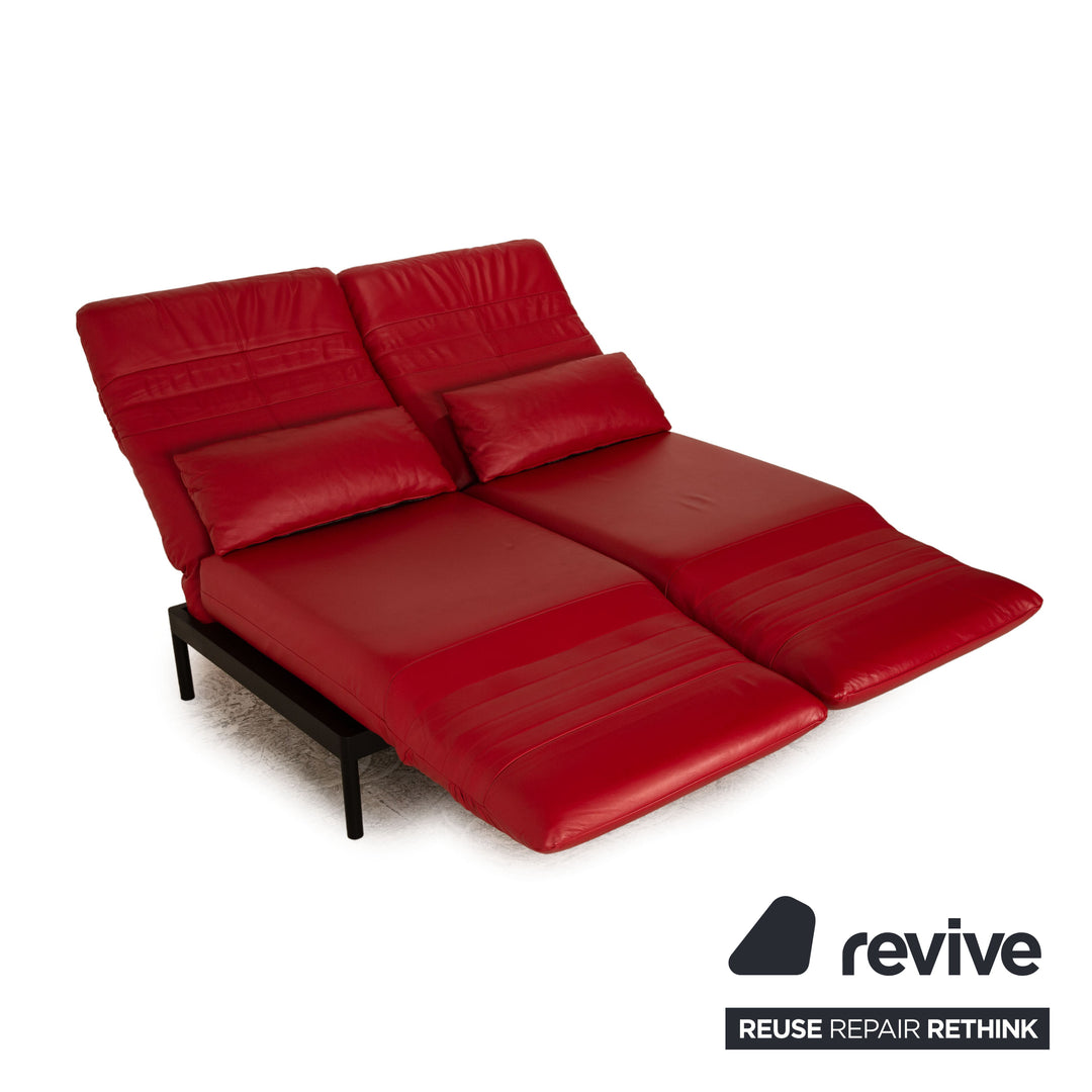 Rolf Benz Plura Leder Zweisitzer Rot Couch Sofa Relax Funktion