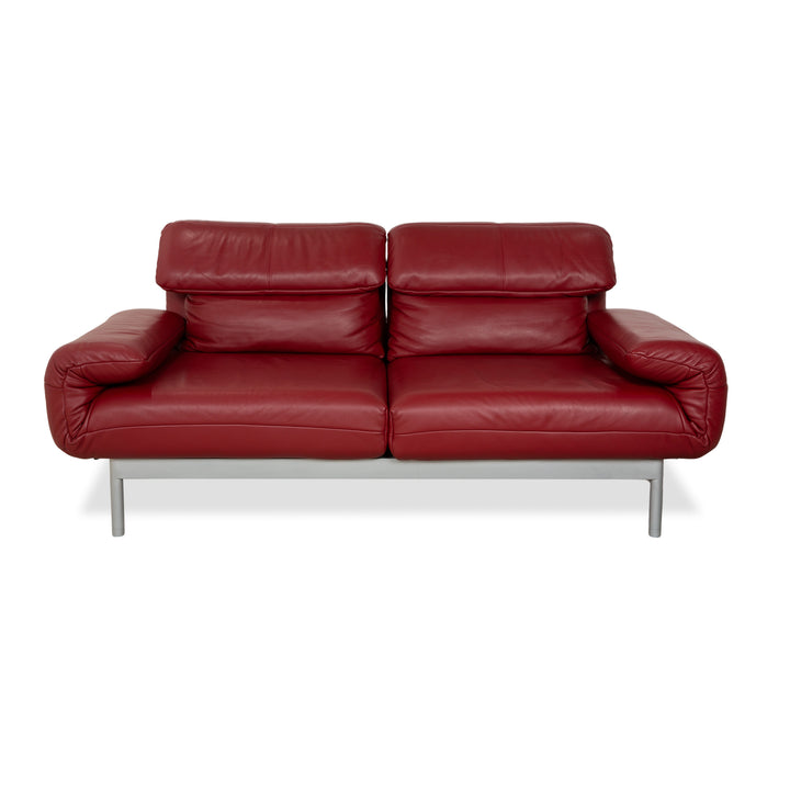 Rolf Benz Plura Leder Zweisitzer Rot manuelle Funktion Sofa Couch