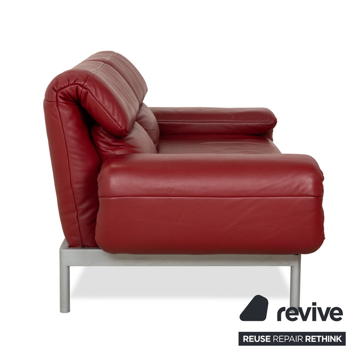 Rolf Benz Plura Leder Zweisitzer Rot manuelle Funktion Sofa Couch