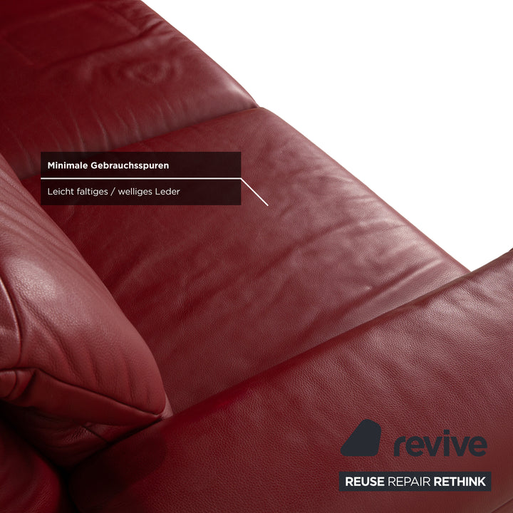 Rolf Benz Plura Leder Zweisitzer Rot manuelle Funktion Sofa Couch