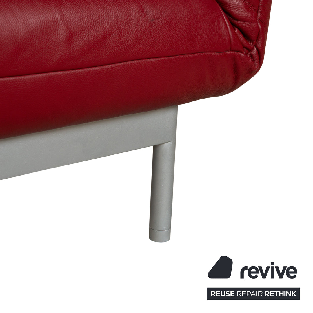 Rolf Benz Plura Leder Zweisitzer Rot manuelle Funktion Sofa Couch