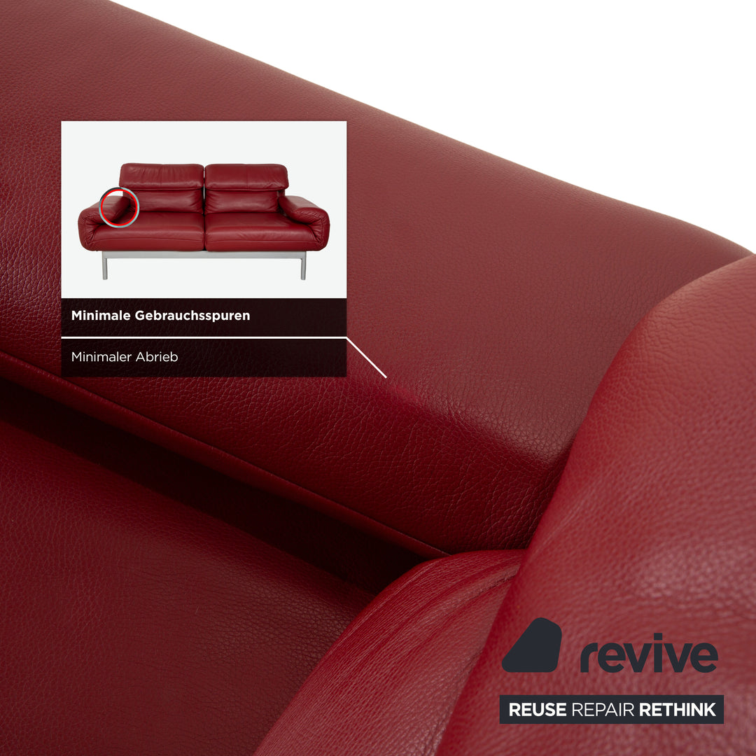 Rolf Benz Plura Leder Zweisitzer Rot manuelle Funktion Sofa Couch