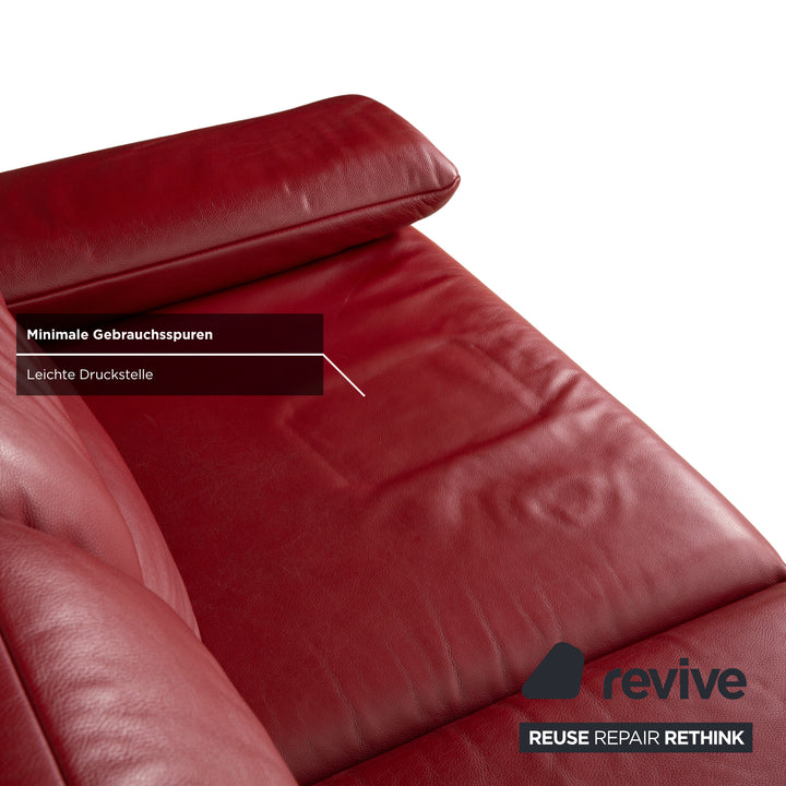 Rolf Benz Plura Leder Zweisitzer Rot manuelle Funktion Sofa Couch