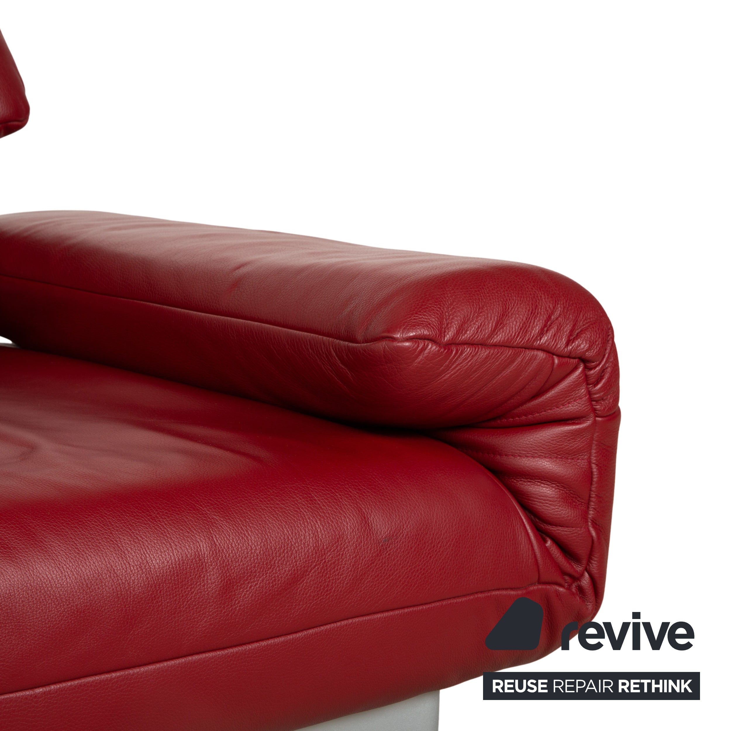 Rolf Benz Plura Leder Zweisitzer Rot manuelle Funktion Sofa Couch