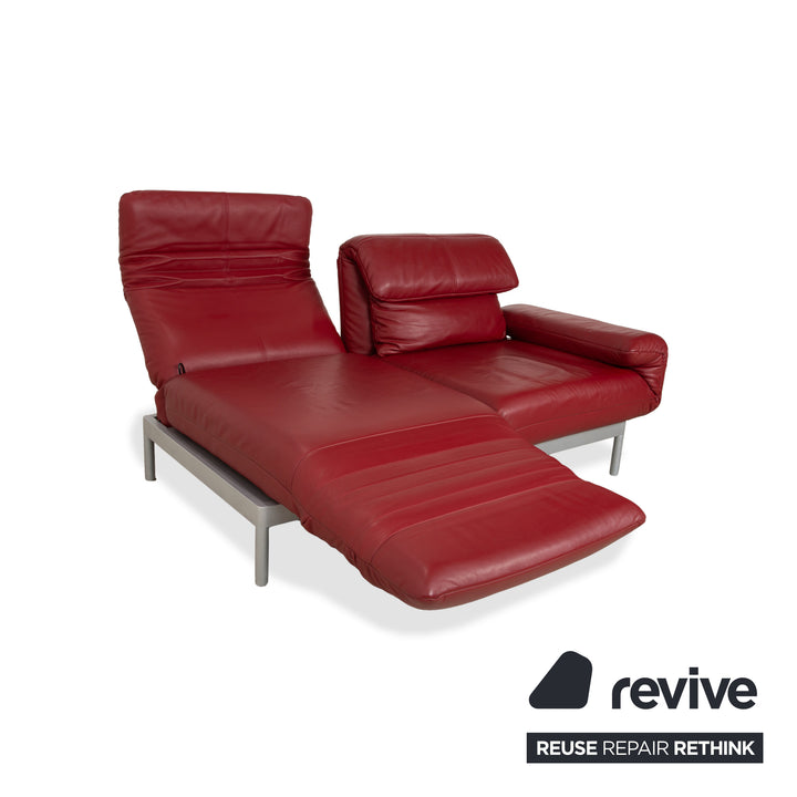 Rolf Benz Plura Leder Zweisitzer Rot manuelle Funktion Sofa Couch