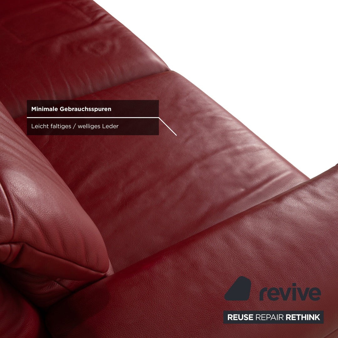 Rolf Benz Plura Leder Zweisitzer Rot manuelle Funktion Sofa Couch