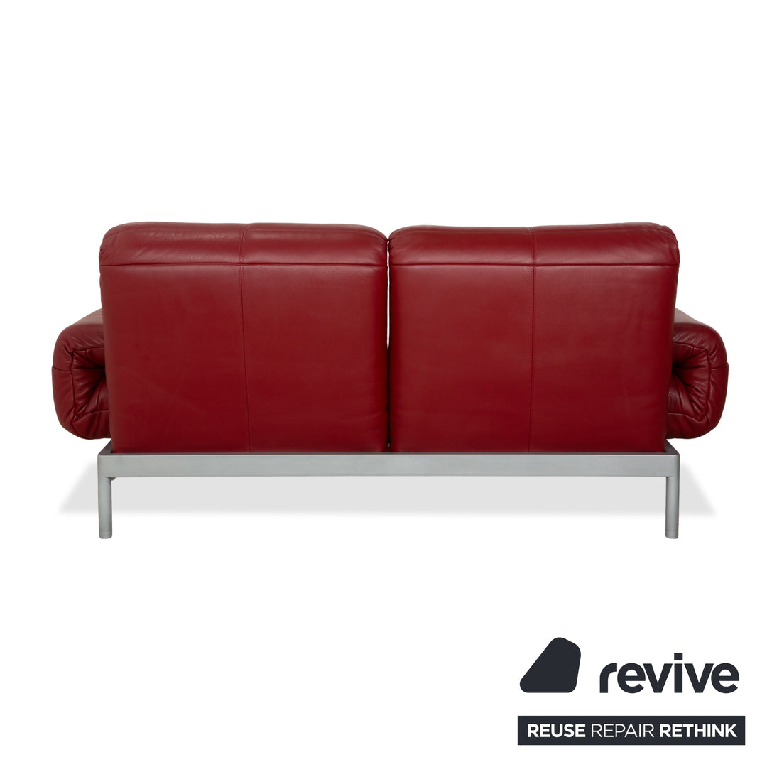 Rolf Benz Plura Leder Zweisitzer Rot manuelle Funktion Sofa Couch