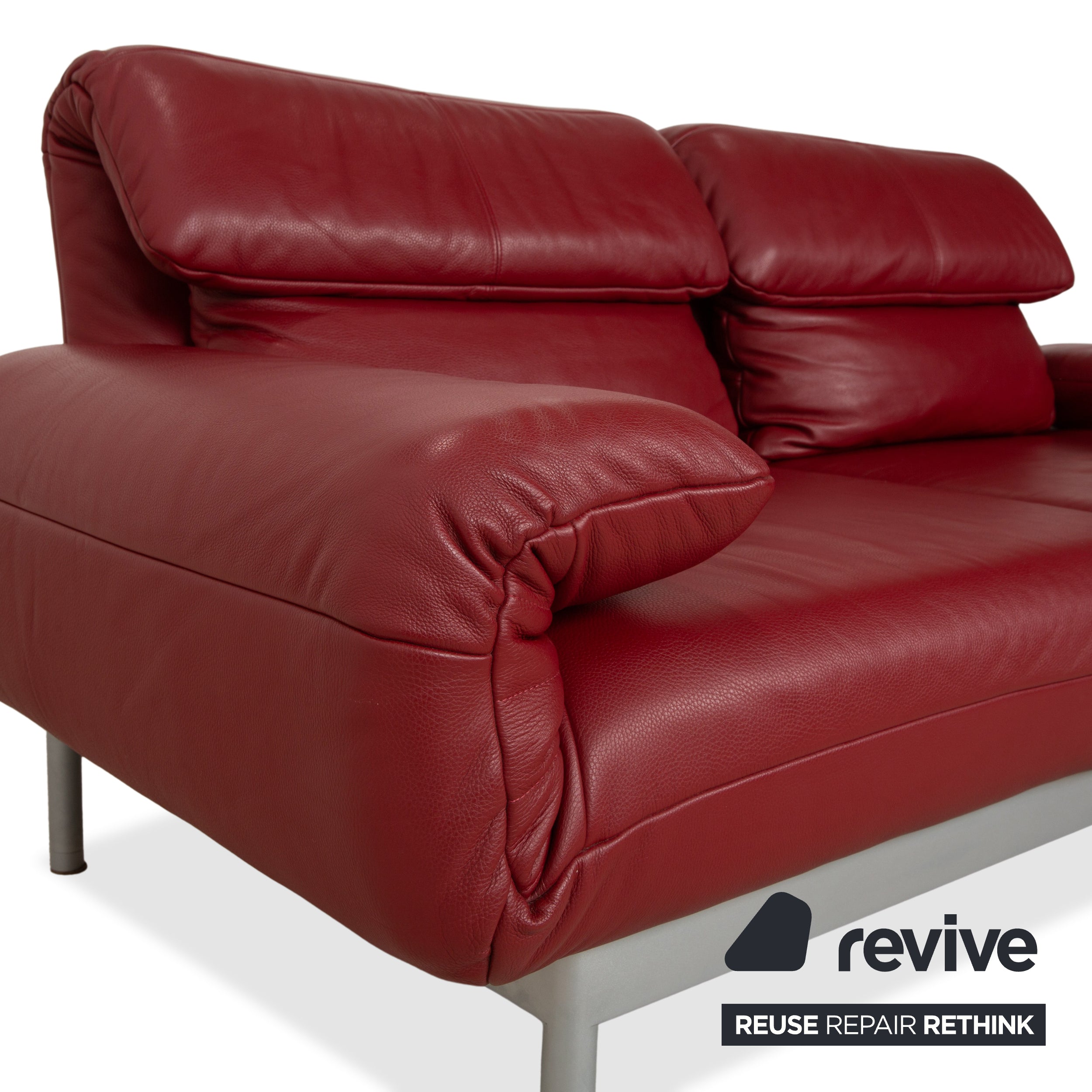 Rolf Benz Plura Leder Zweisitzer Rot manuelle Funktion Sofa Couch
