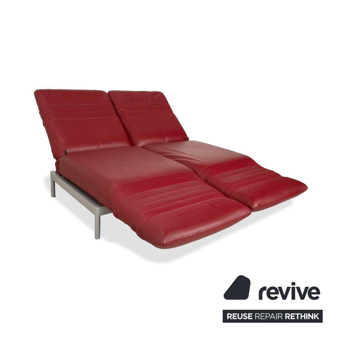 Rolf Benz Plura Leder Zweisitzer Rot manuelle Funktion Sofa Couch