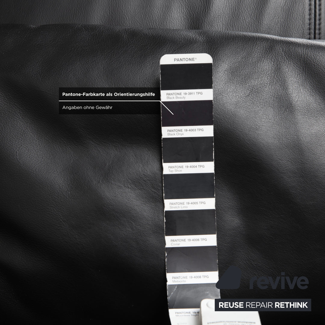 Canapé deux places Rolf Benz Plura en cuir noir à commande manuelle