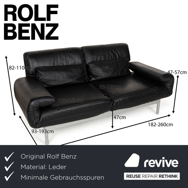 Rolf Benz Plura Leder Zweisitzer Schwarz manuelle Funktion	Sofa Couch