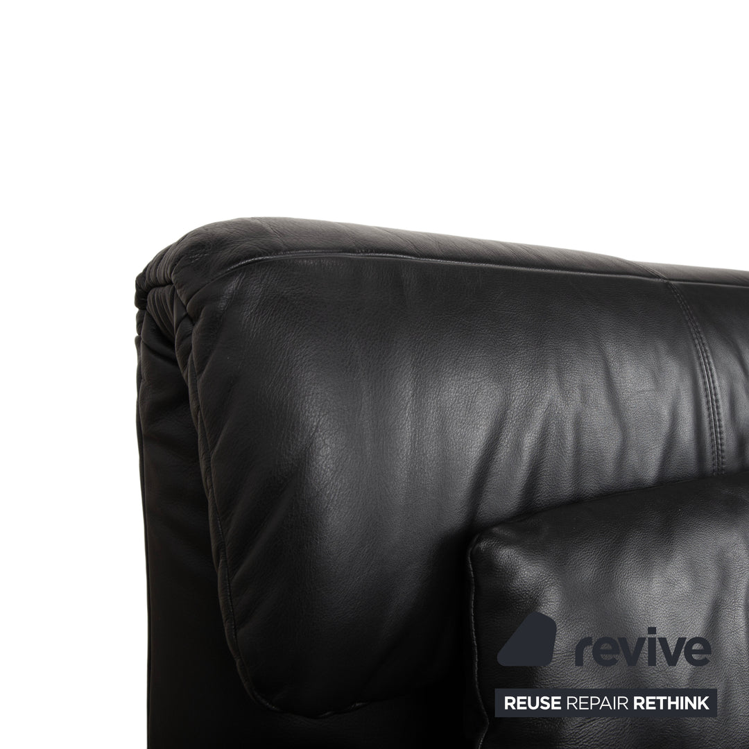 Rolf Benz Plura Leather Two-Seater Black Manual Function Sofa Couch