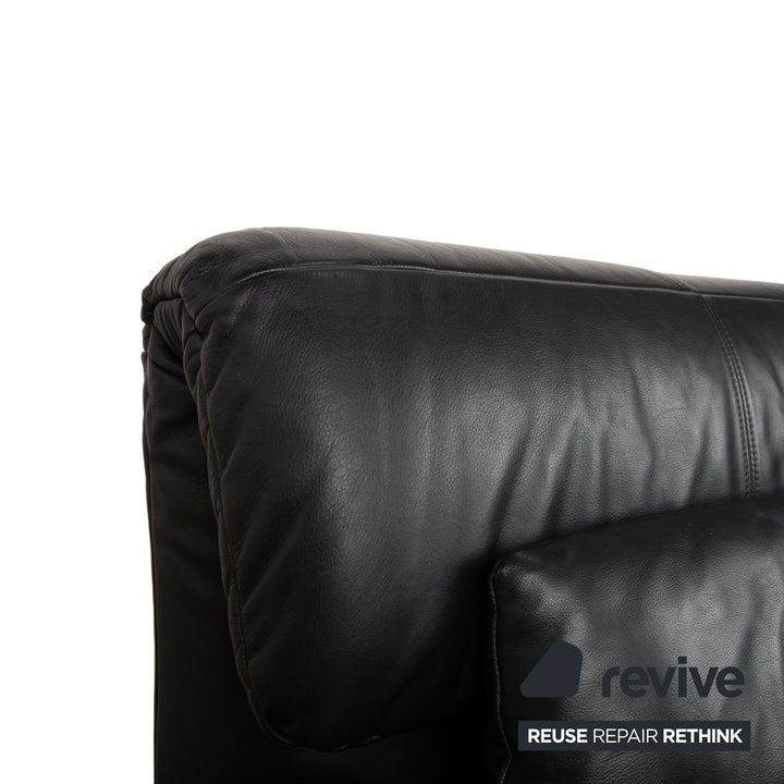 Rolf Benz Plura Leather Two-Seater Black Manual Function Sofa Couch