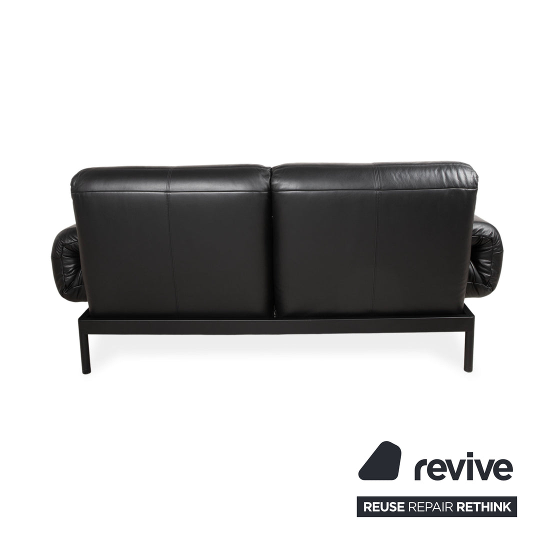 Rolf Benz Plura Leather Two-Seater Black Manual Function Sofa Couch