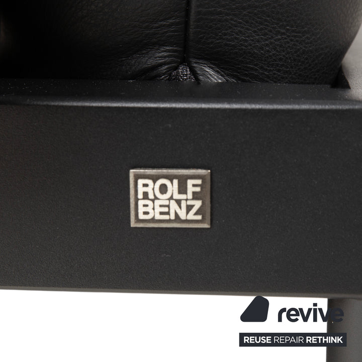 Rolf Benz Plura Leather Two-Seater Black Manual Function Sofa Couch
