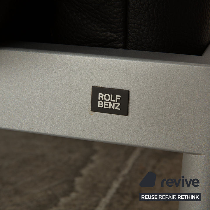 Rolf Benz Plura Leather Two Seater Black Manual Function Sofa Couch Reclining Function