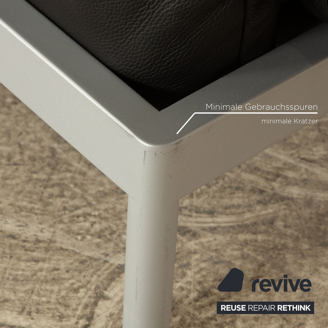 Rolf Benz Plura Leather Two Seater Black Manual Function Sofa Couch Reclining Function