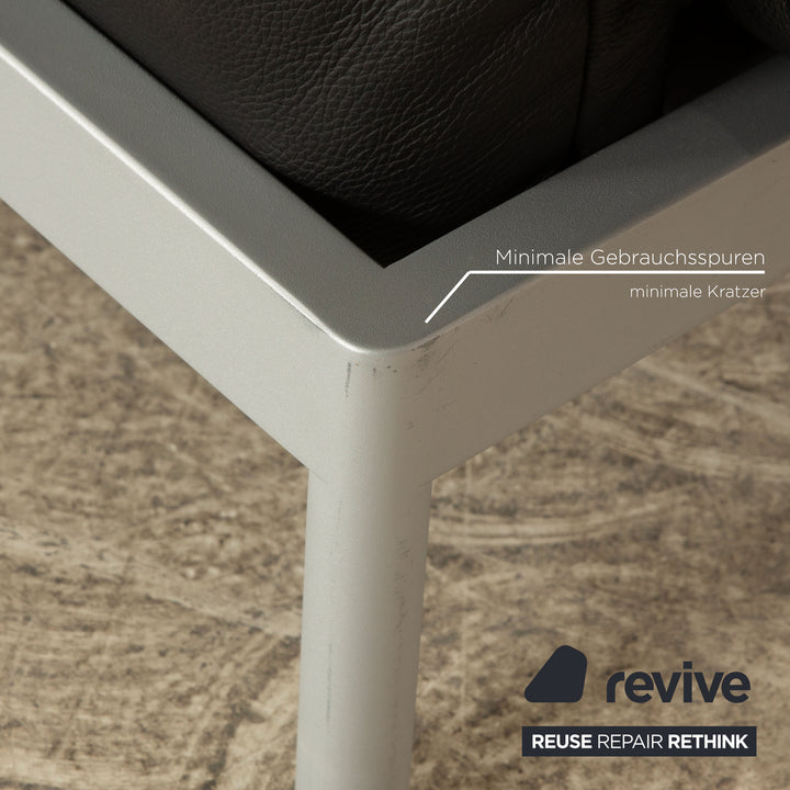 Rolf Benz Plura Leather Two Seater Black Manual Function Sofa Couch Reclining Function