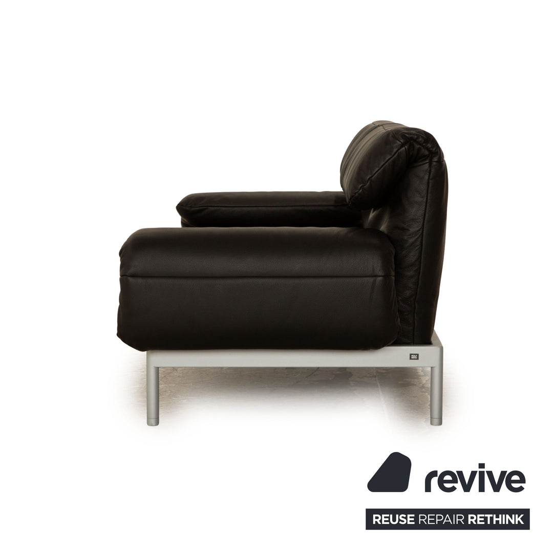 Rolf Benz Plura Leather Two Seater Black Manual Function Sofa Couch Reclining Function
