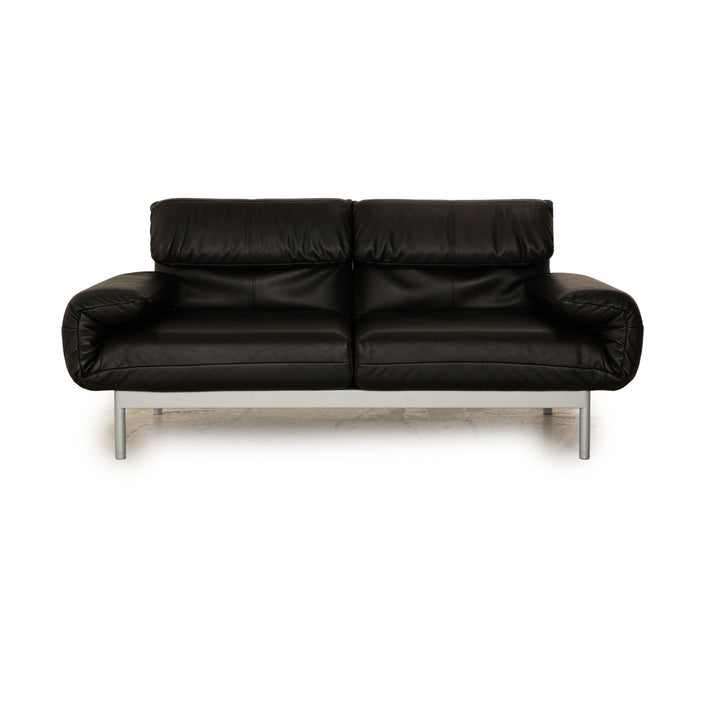 Rolf Benz Plura Leather Two Seater Black Manual Function Sofa Couch Reclining Function