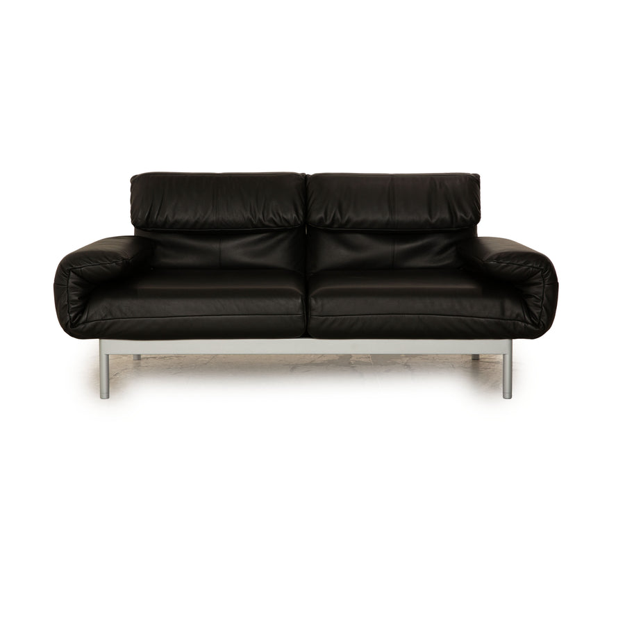 Rolf Benz Plura Leather Two Seater Black Manual Function Sofa Couch Reclining Function