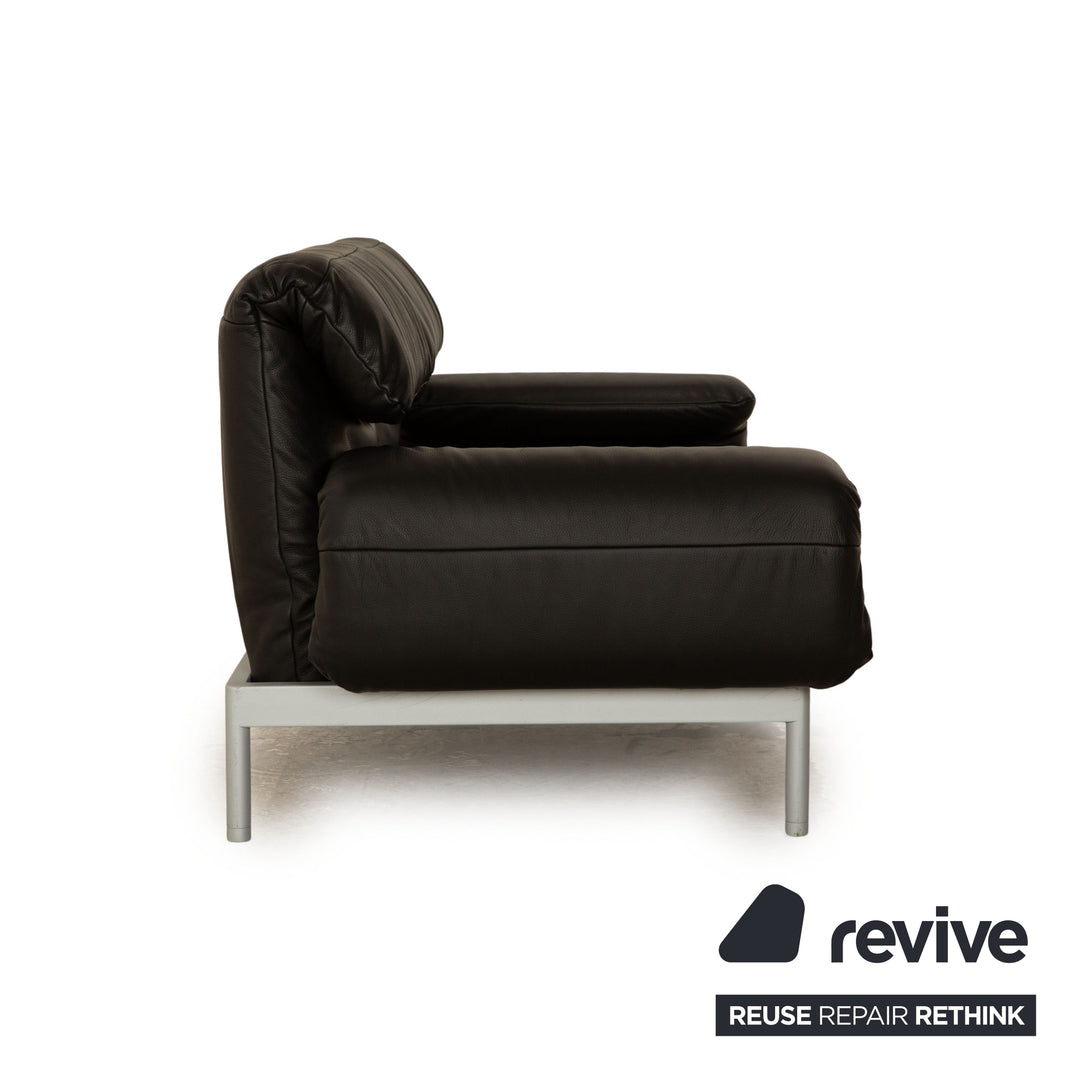 Rolf Benz Plura Leather Two Seater Black Manual Function Sofa Couch Reclining Function
