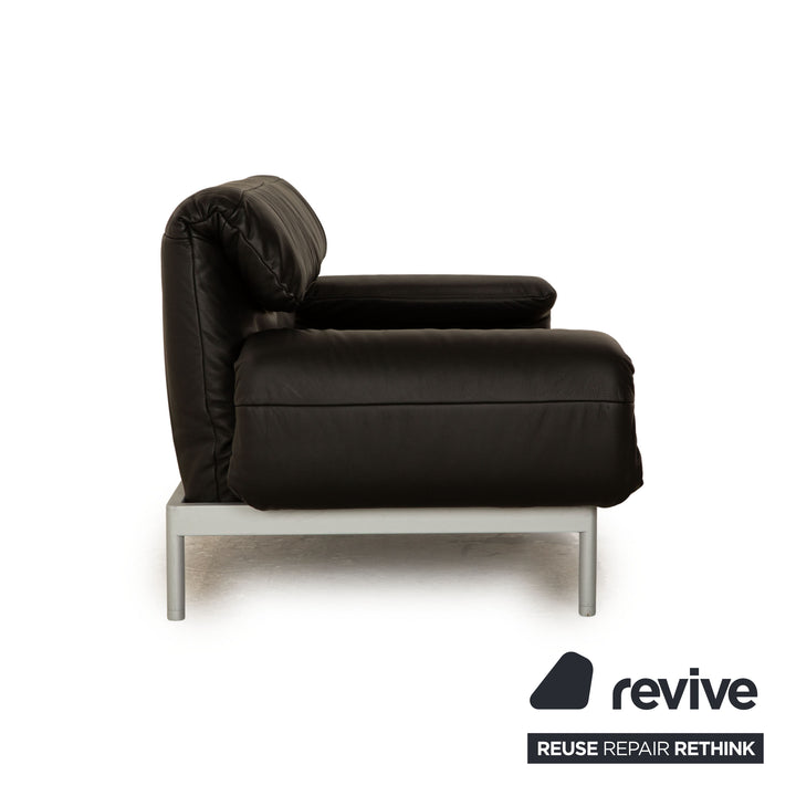 Rolf Benz Plura Leather Two Seater Black Manual Function Sofa Couch Reclining Function