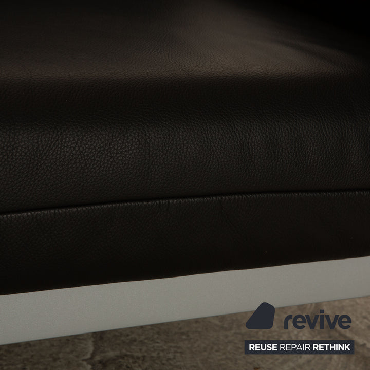 Rolf Benz Plura Leather Two Seater Black Manual Function Sofa Couch Reclining Function