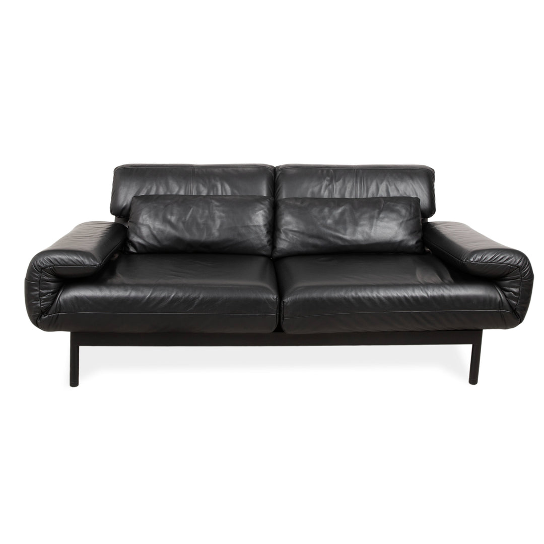 Rolf Benz Plura Leather Two-Seater Black Manual Function Sofa Couch
