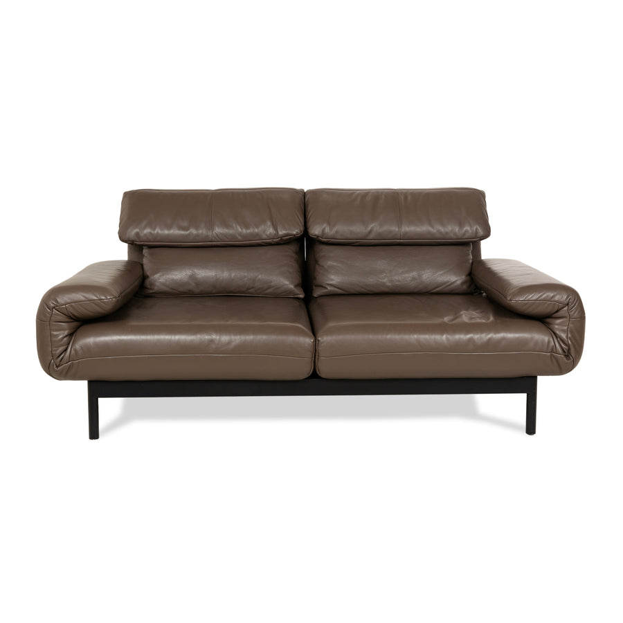 Rolf Benz Plura Leather Two-Seater Sofa Couch Brown Manual Function Sleep Function