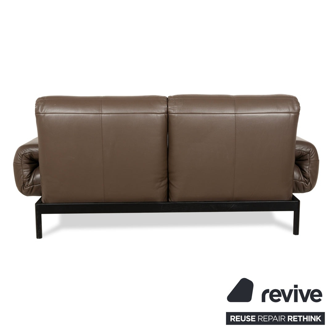 Rolf Benz Plura Leather Two-Seater Sofa Couch Brown Manual Function Sleep Function