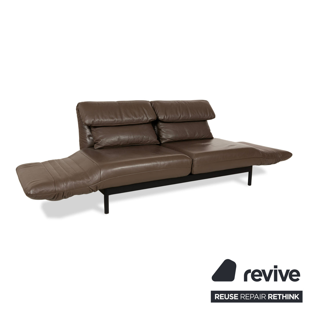 Rolf Benz Plura Leather Two-Seater Sofa Couch Brown Manual Function Sleep Function