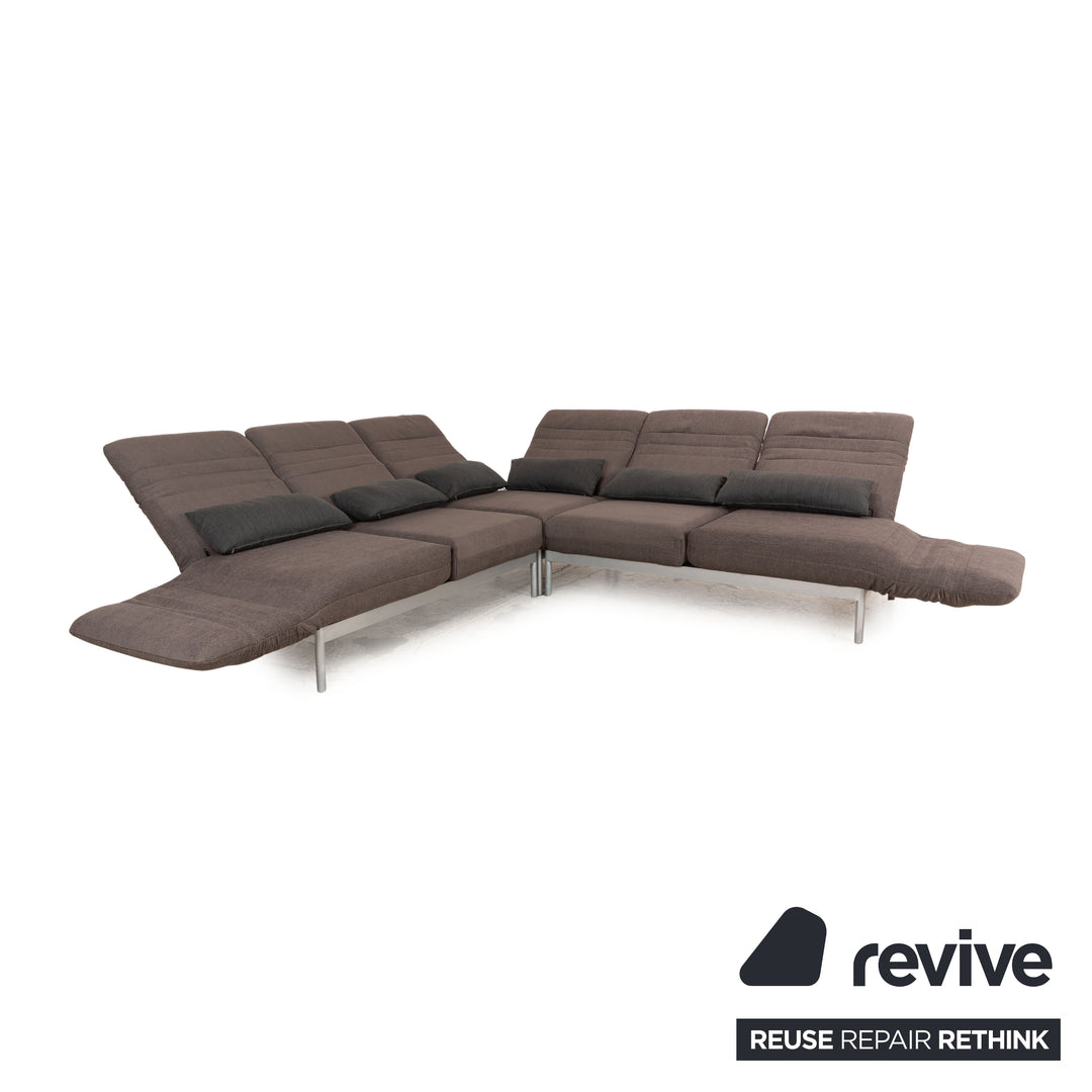 Rolf Benz Plura fabric corner sofa brown manual function relaxation function sofa couch