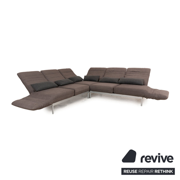 Rolf Benz Plura fabric corner sofa brown manual function relaxation function sofa couch new cover