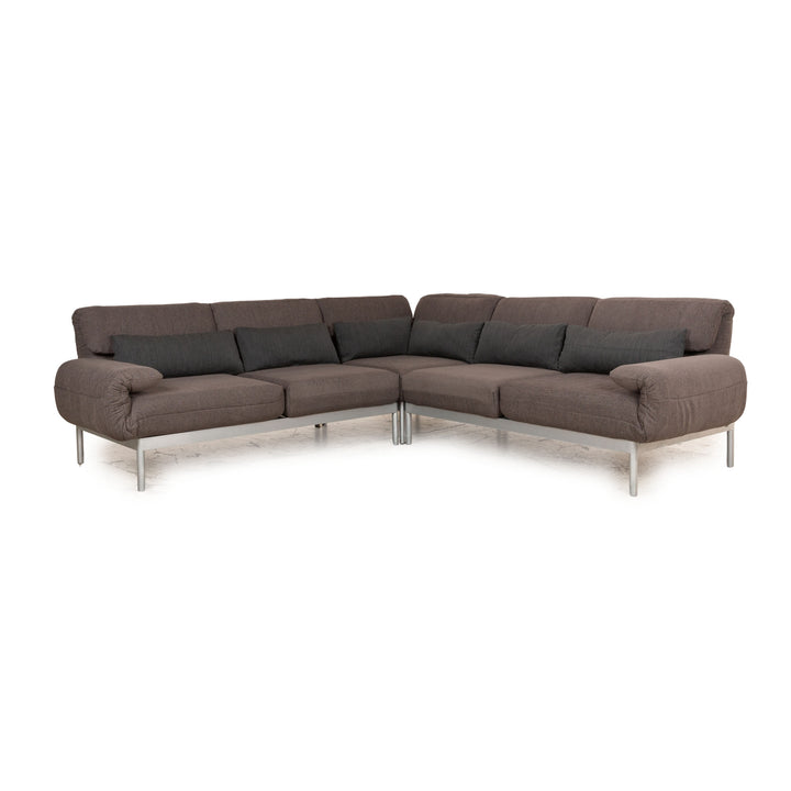 Rolf Benz Plura fabric corner sofa brown manual function relaxation function sofa couch