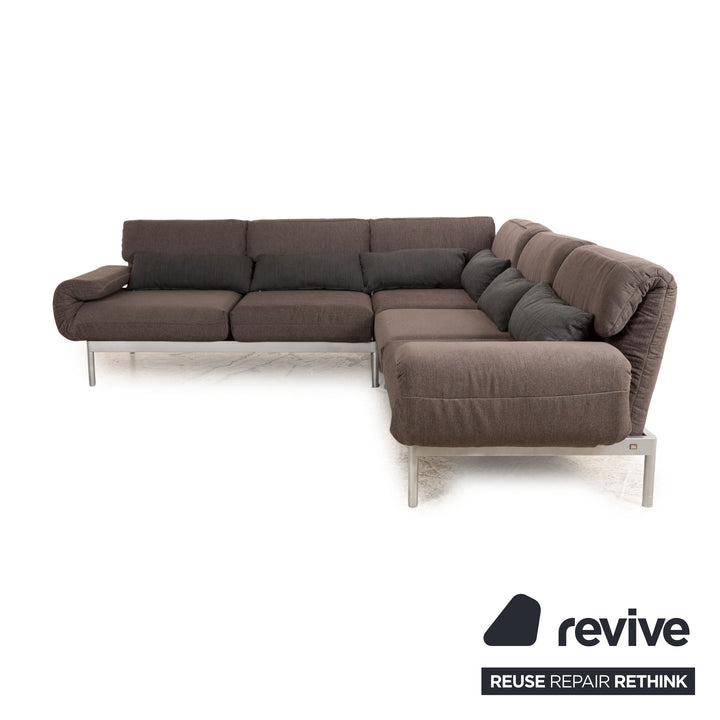 Rolf Benz Plura fabric corner sofa brown manual function relaxation function sofa couch