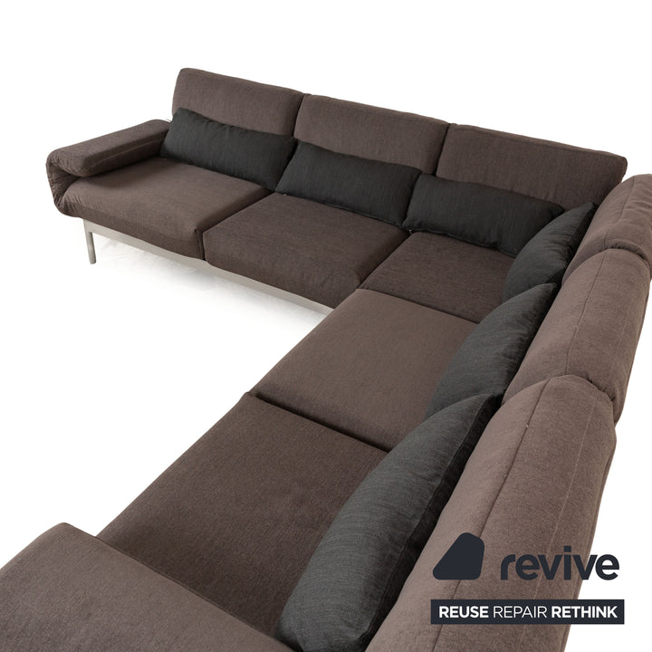 Rolf Benz Plura fabric corner sofa brown manual function relaxation function sofa couch