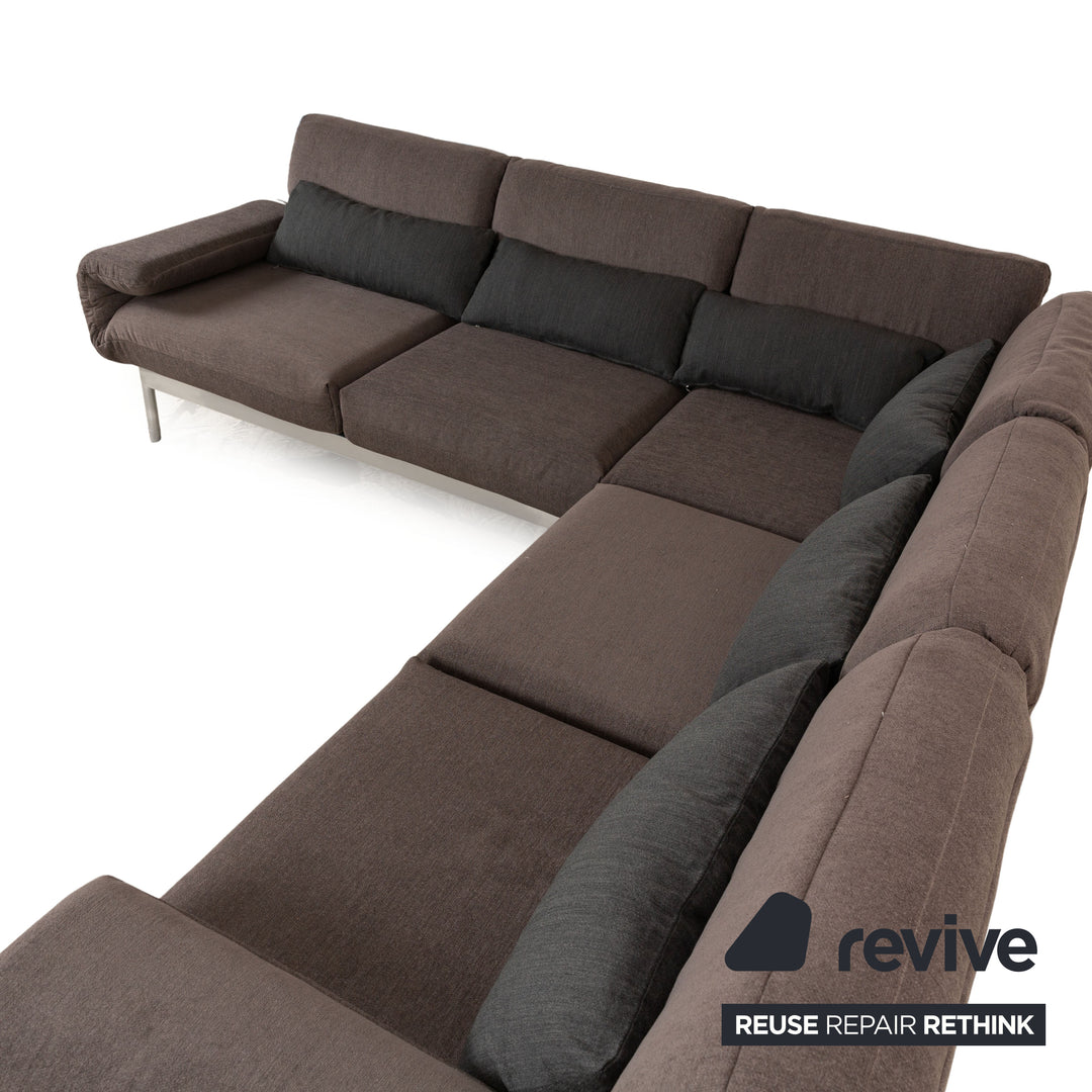 Rolf Benz Plura fabric corner sofa brown manual function relaxation function sofa couch new cover