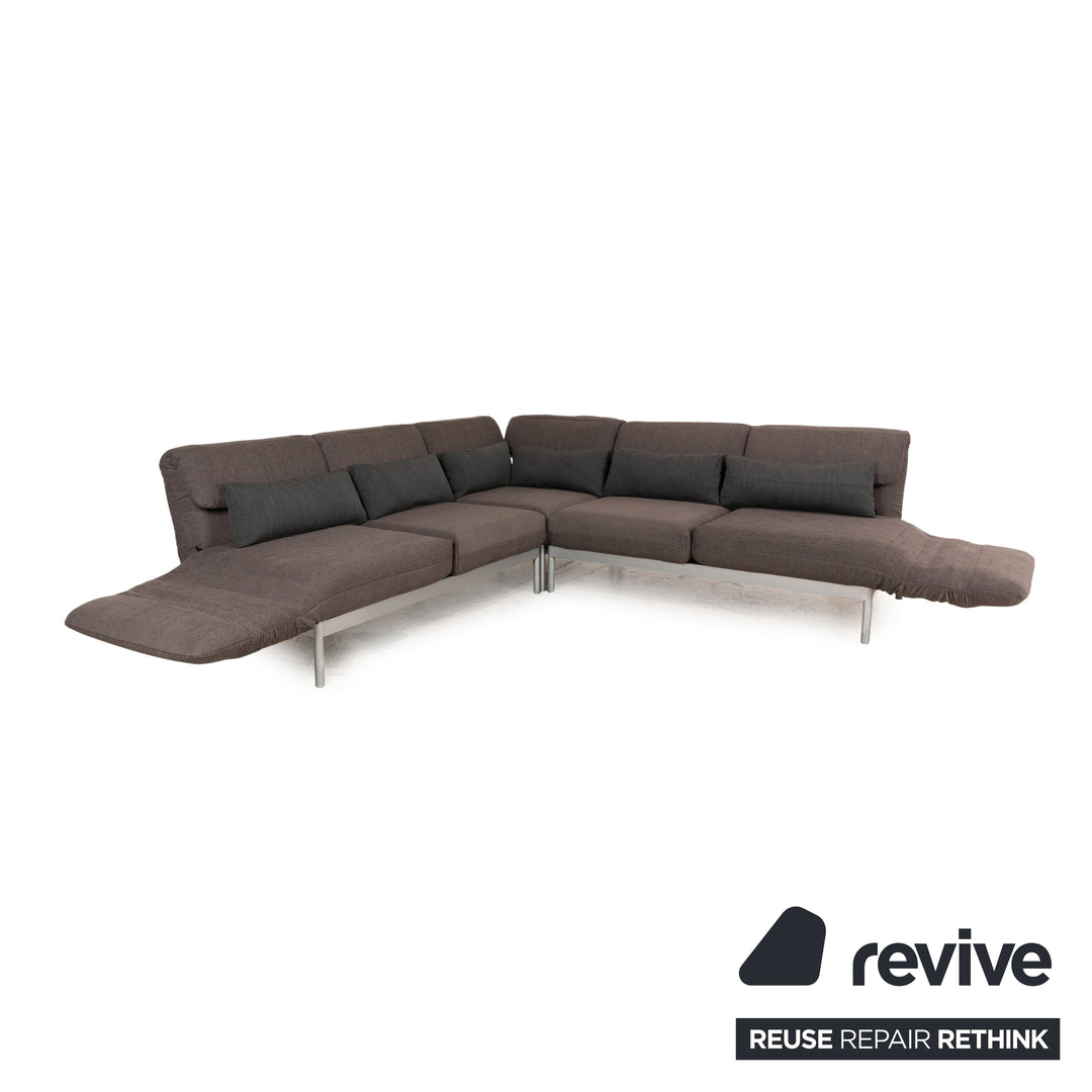 Rolf Benz Plura fabric corner sofa brown manual function relaxation function sofa couch