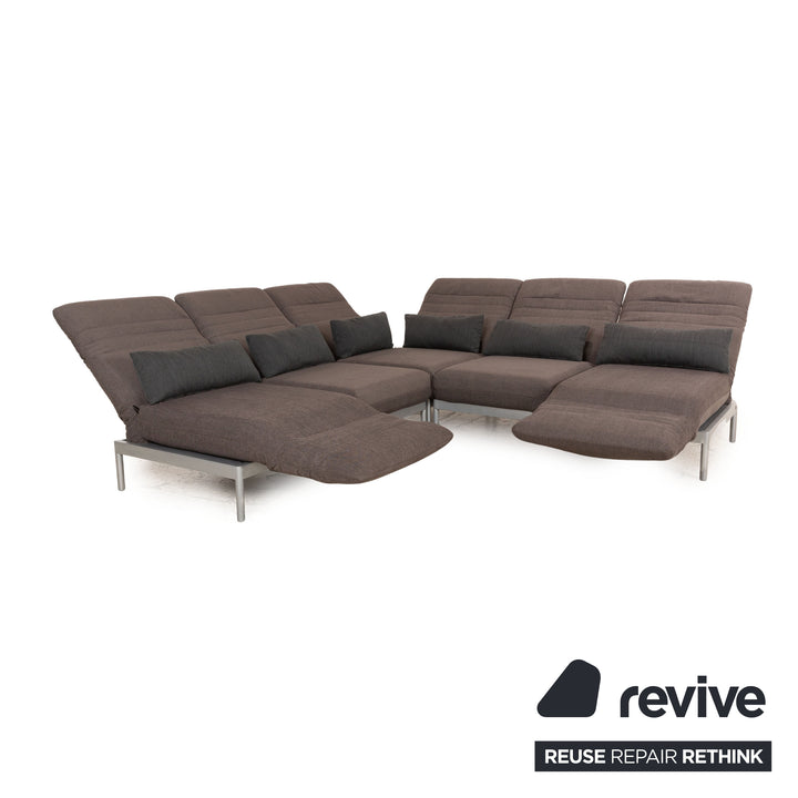 Rolf Benz Plura fabric corner sofa brown manual function relaxation function sofa couch new cover