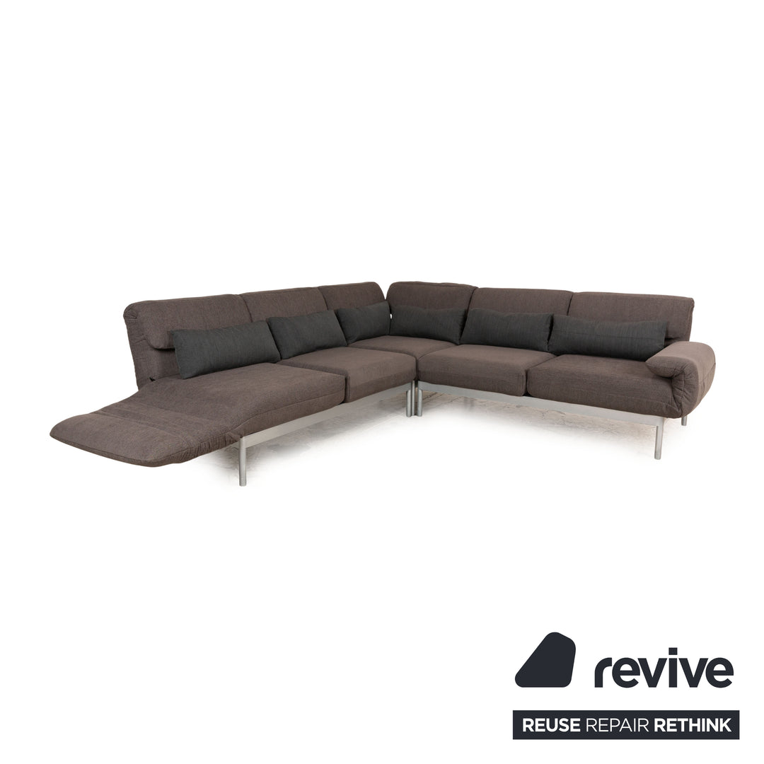 Rolf Benz Plura fabric corner sofa brown manual function relaxation function sofa couch