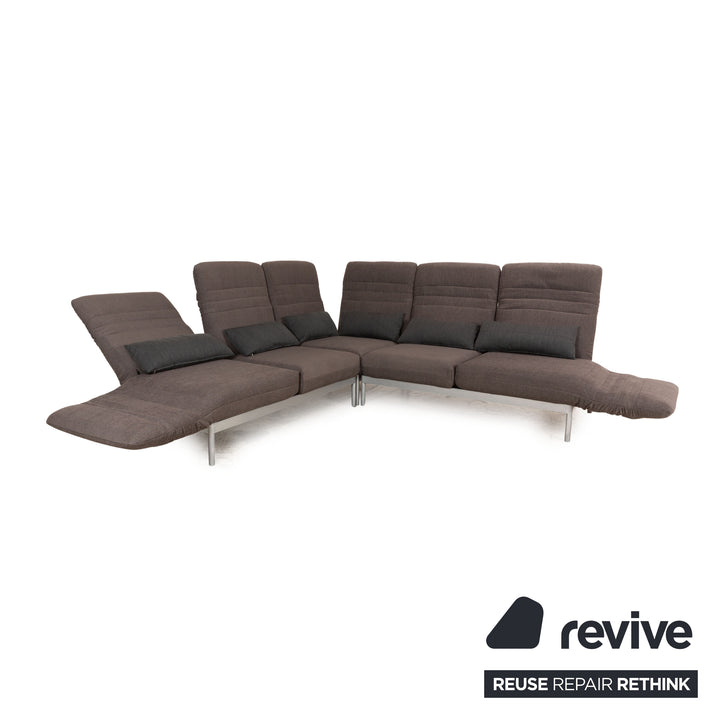 Rolf Benz Plura fabric corner sofa brown manual function relaxation function sofa couch