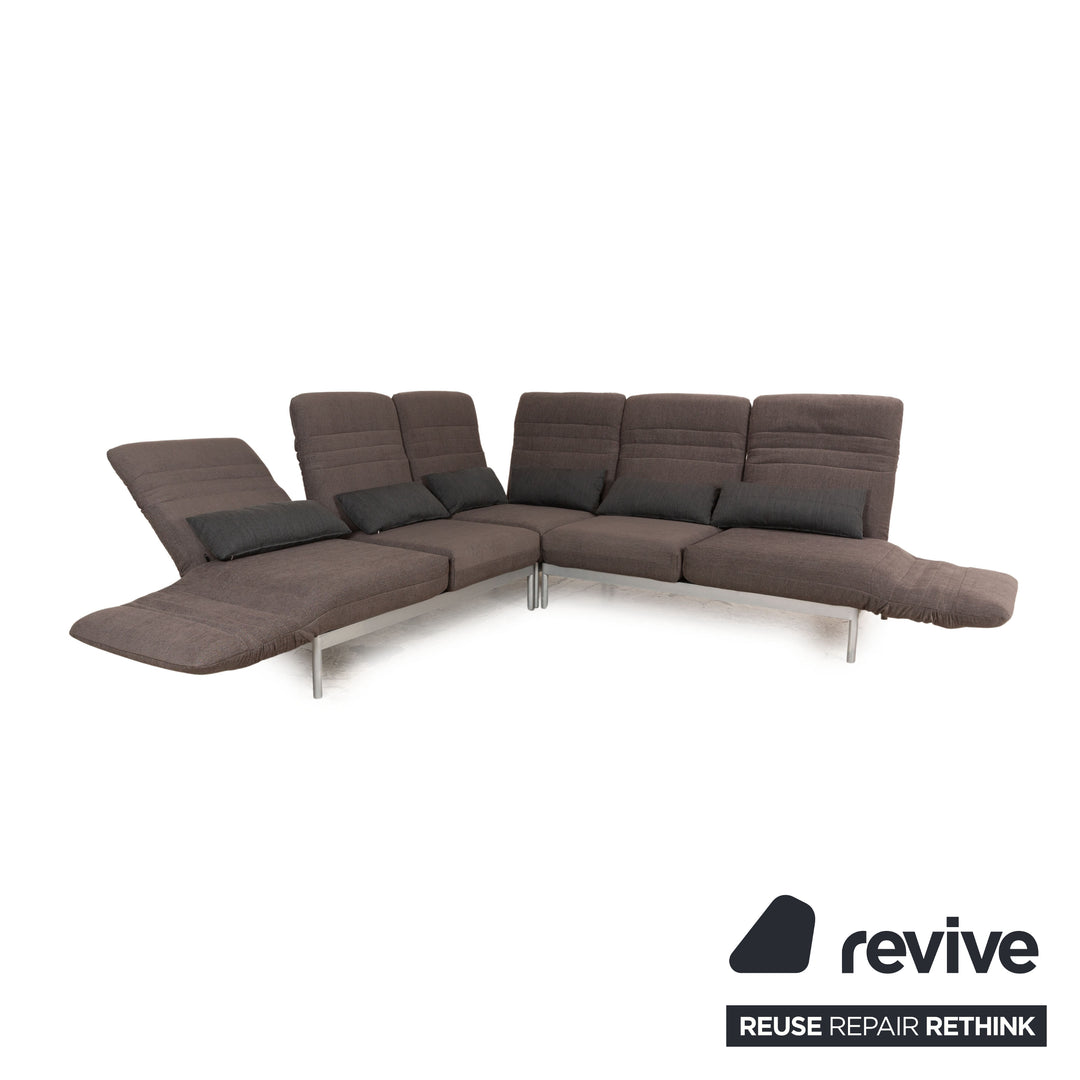 Rolf Benz Plura fabric corner sofa brown manual function relaxation function sofa couch new cover
