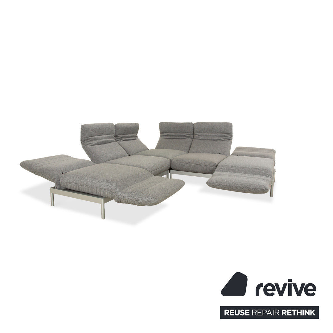 Rolf Benz Plura fabric corner sofa grey manual function sofa couch new cover