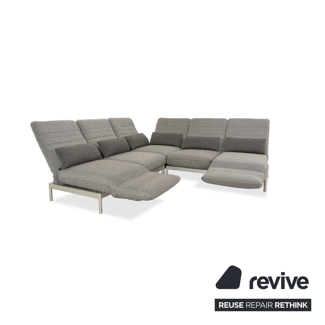 Rolf Benz Plura fabric corner sofa grey manual function sofa couch new cover