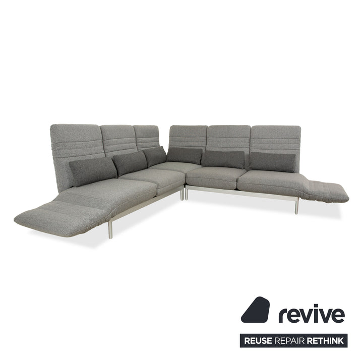 Rolf Benz Plura fabric corner sofa grey manual function sofa couch new cover